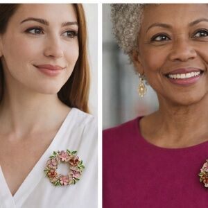 Napier Colorful Floral Brooch with Pink and Green